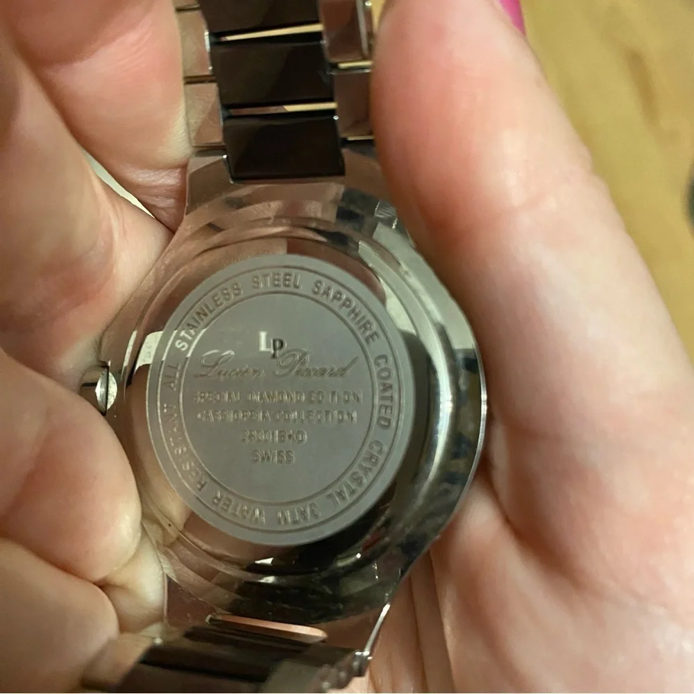 Lucien Piccard Silver Men's Watch W/ Diamonds GLASS IS BROKEN